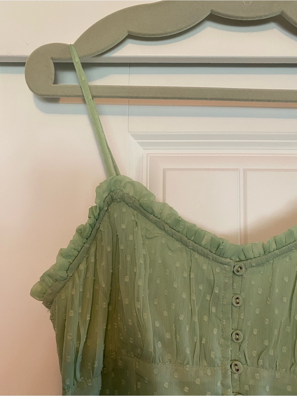 Patrons of Peace Quiet Green Smocked Midi Dress - Picture 4 of 6